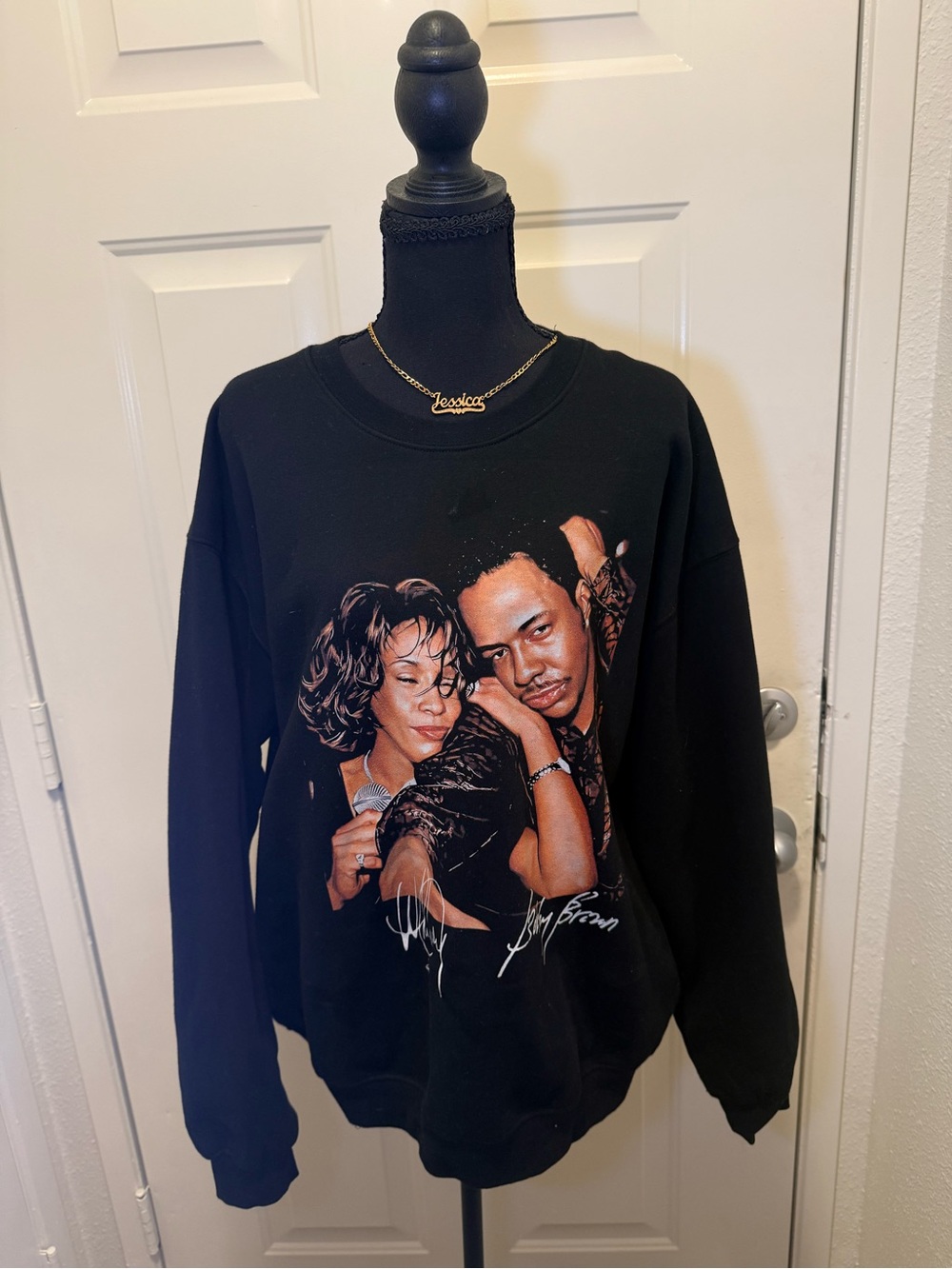 Whitney Houston & Bobby Brown Black Graphic Sweatshirt